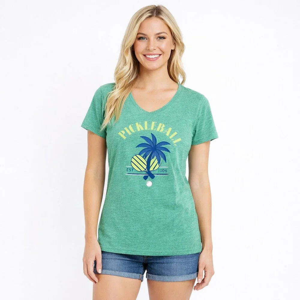 2/$30 NWT St. John's Bay Pickleball Graphic Tee Short Sleeve Green XS #A1244